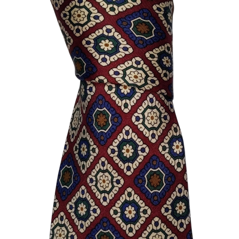 Vintage Polo Ralph Lauren Necktie Mens Silk Multicolor Medallion Designer Tie